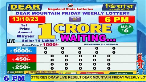 Nagaland State Lotteries DEAR MOUNTAIN FRIDAY WEEKLY .